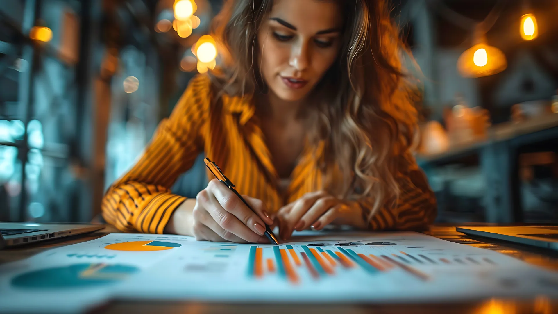 Budget di Marketing 5 Budget di Marketing giovane donna che sta disegnando un grafico sopra il tavolo