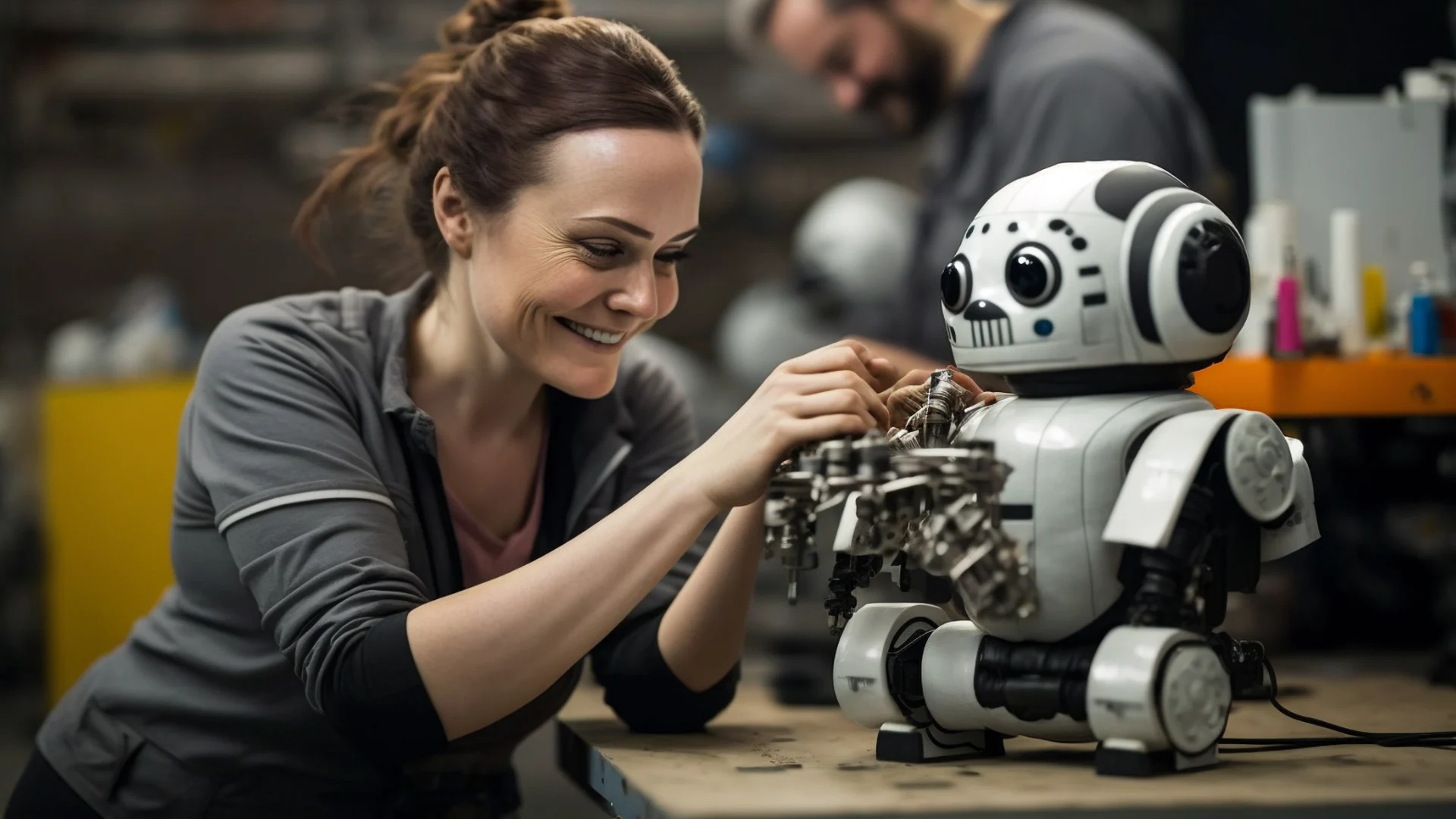 Lavorare con i Robot 6 Lavorare con i Robot - Come Tornare Umani in un Mondo Automatizzato ragazza con robottino