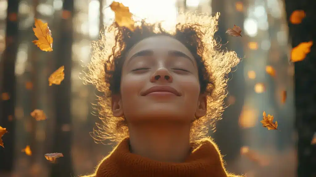 Gestire lo Stress - ragazza felice con gli occhi chiusi