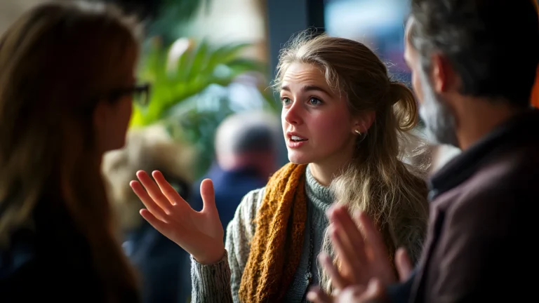 Le Tecniche di Persuasione - Imparare a Convincere 2 Le Tecniche di Persuasione - Imparare a Convincere - ragazza che tenta di convincere due amici della sua idea